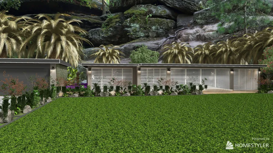 Farmhouse Obsidian House Green 3d design renderings