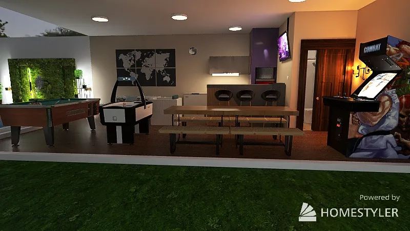Casa área de lazer completa 3d design renderings