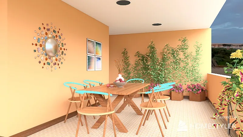 Salon costero con terraza 3d design renderings