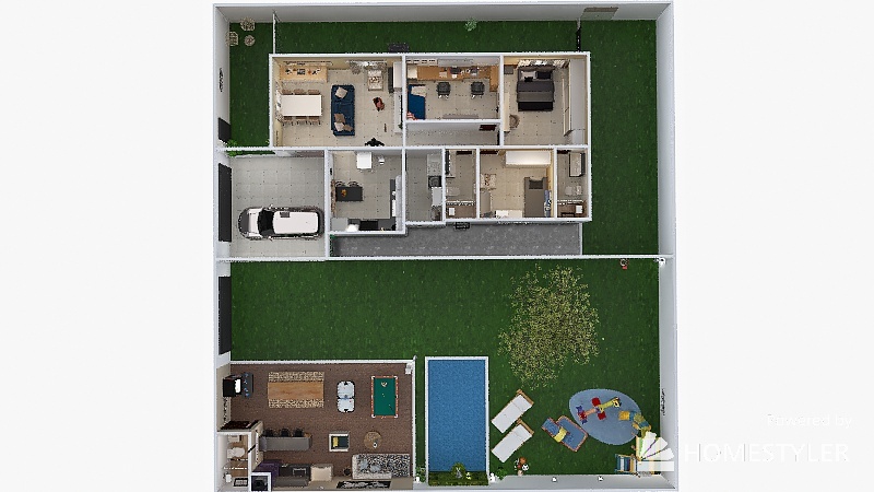 Casa área de lazer completa 3d design renderings