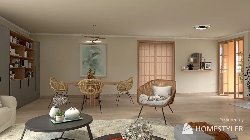 Salon costero con terraza 3d design renderings