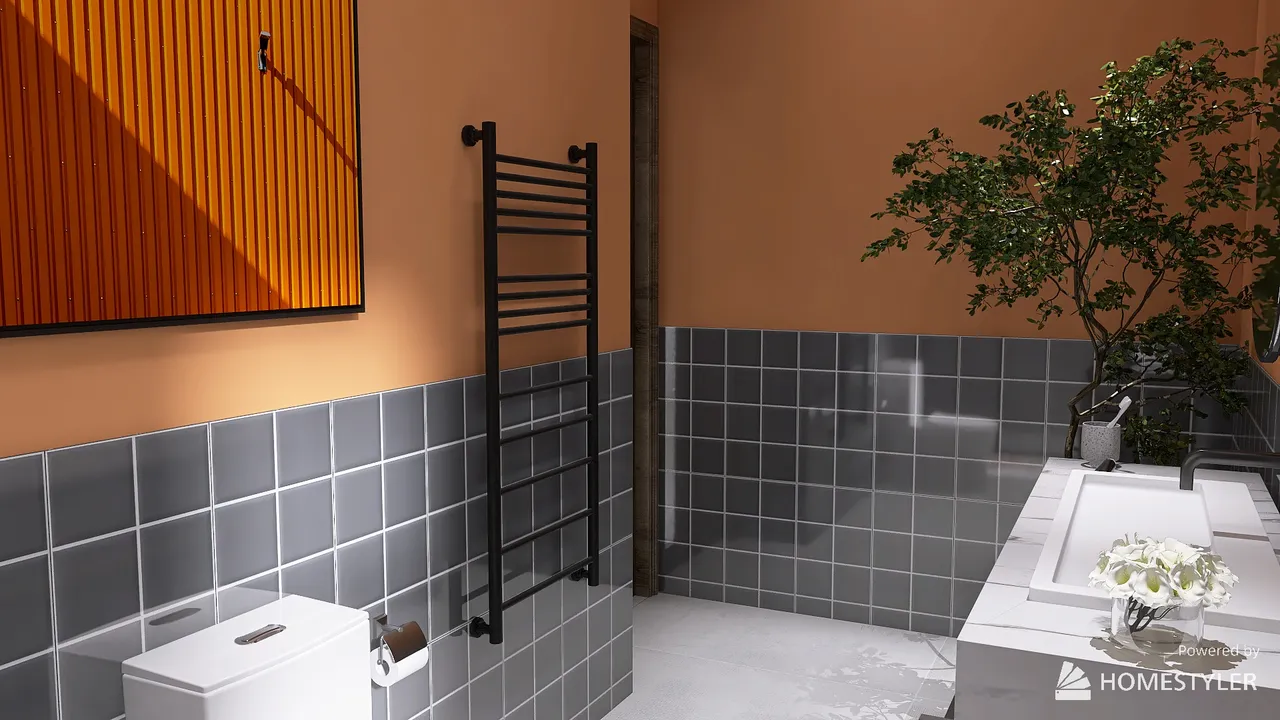 Modern Black White Bathroom 3d design renderings