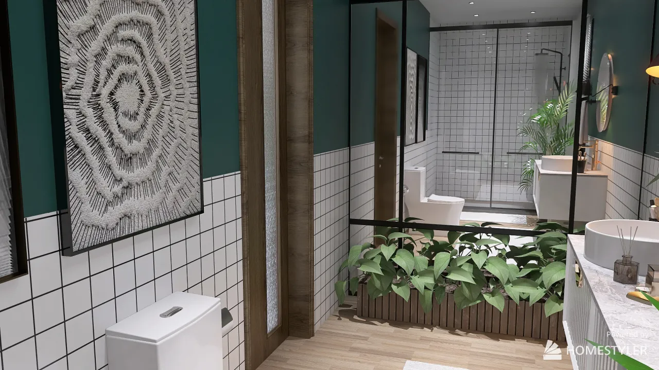 Modern Black White Bathroom 3d design renderings