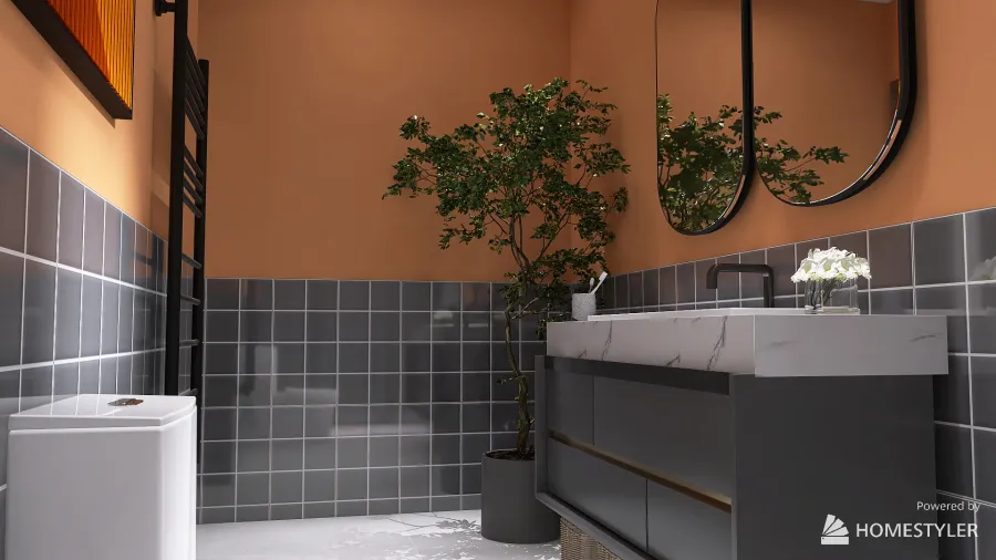Modern Black White Bathroom1 3d design renderings