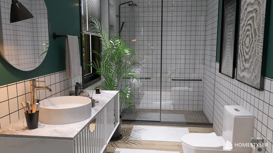Modern Black White Bathroom 3d design renderings