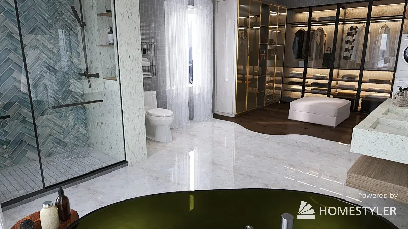 Master Bathroom/Closet 3d design renderings