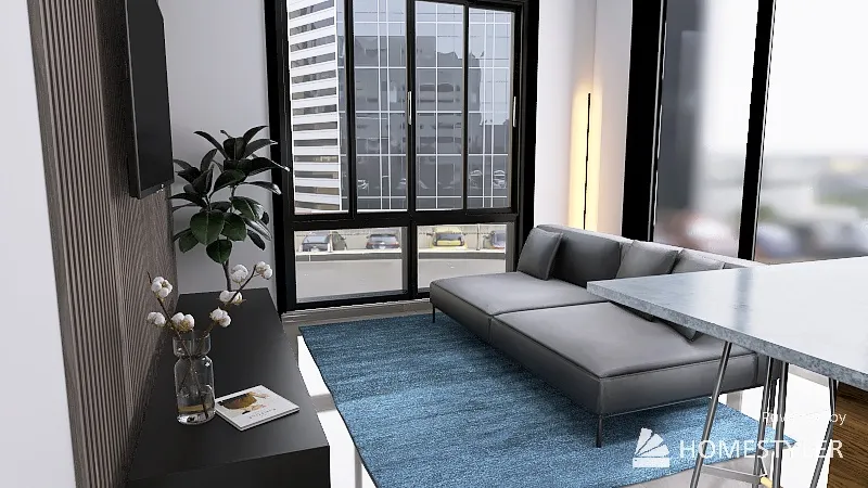 scandinavian style living room Israel 3d design renderings