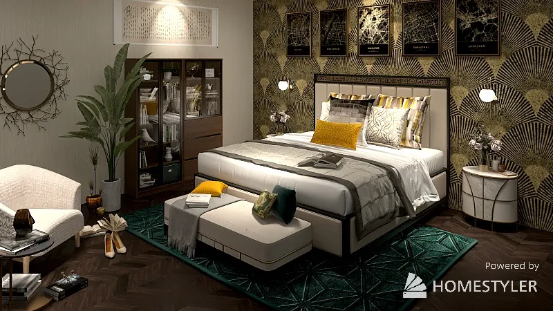 Modern Gatsby Bedroom 3d design renderings