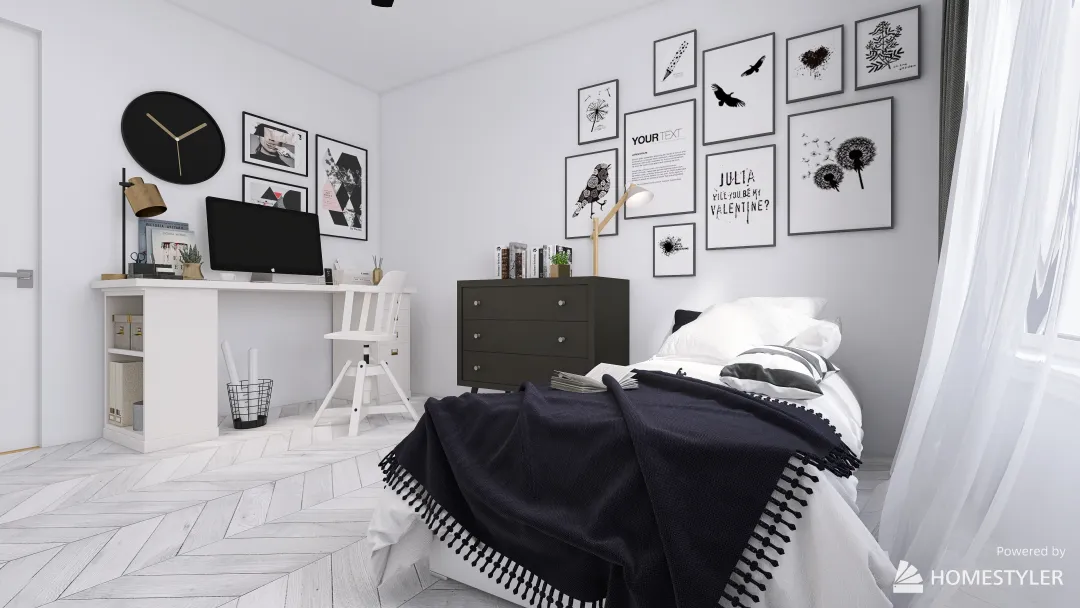 Black and white Inspired Condo 3d design renderings