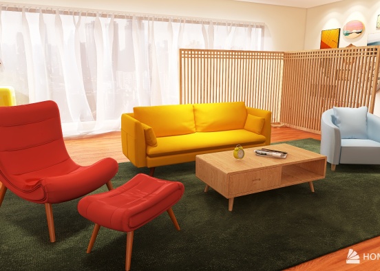 50's era livingroom Design Rendering