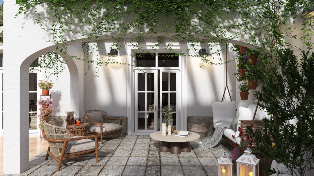 Zona exterior casa de campo 3d design renderings