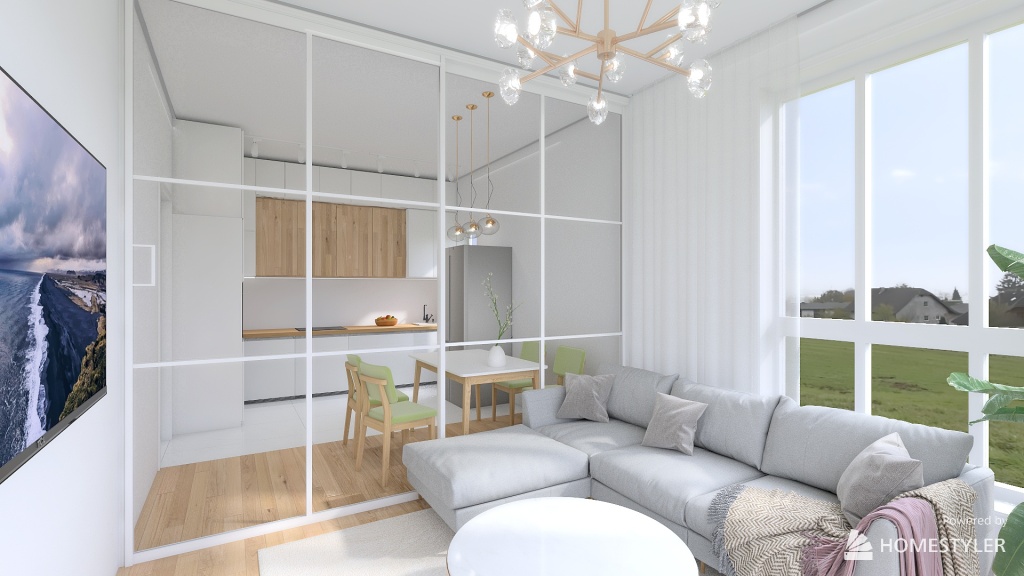 Apartment in Scandinavian style for a yong couple 3d design renderings