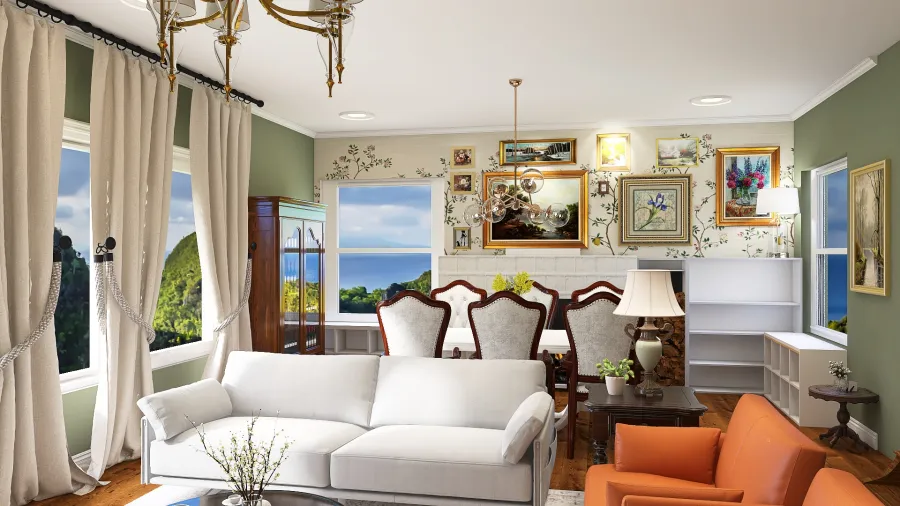 Eclectic Fosse Residence Family Room with Stunning views 3d design renderings