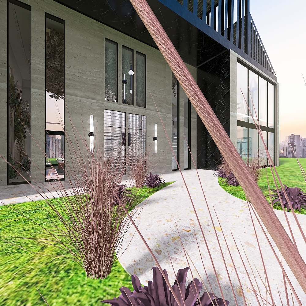 Modern Pink California living 3d design renderings