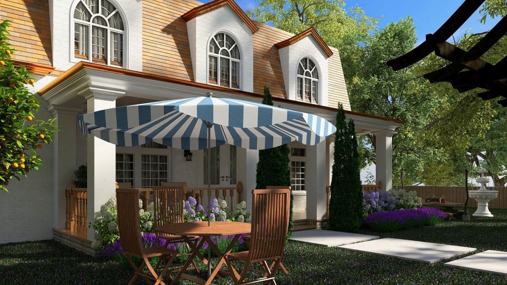 Cottage House Garden 3d design renderings