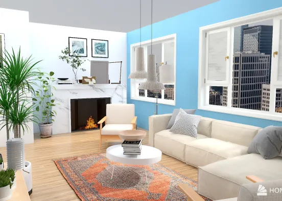 white toned bohemianscandinavian styled home  Design Rendering
