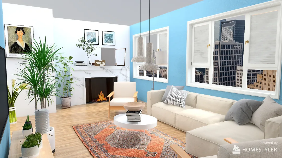white toned bohemianscandinavian styled home 3d design renderings