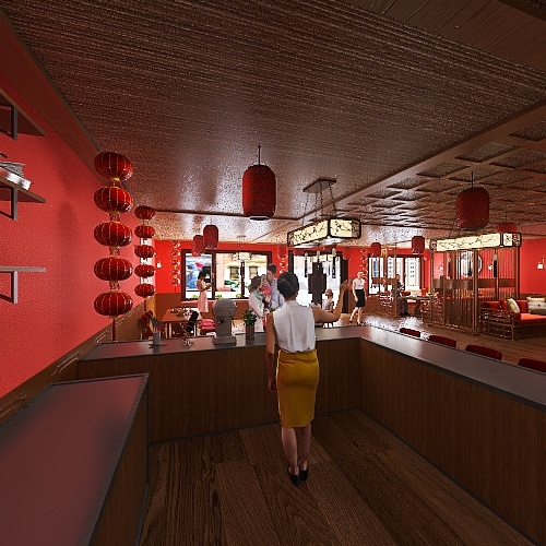 Chinese Restaurant 3d design renderings
