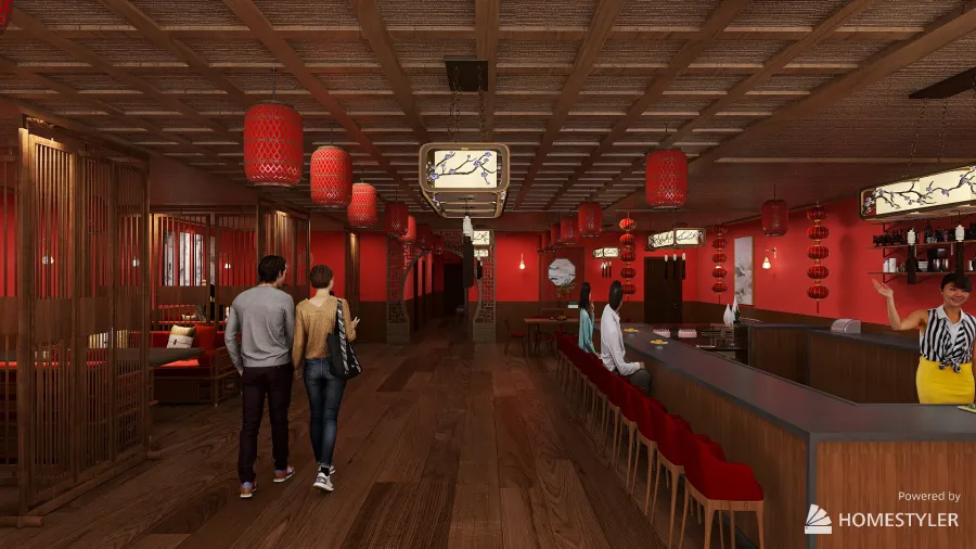 Chinese Restaurant 3d design renderings