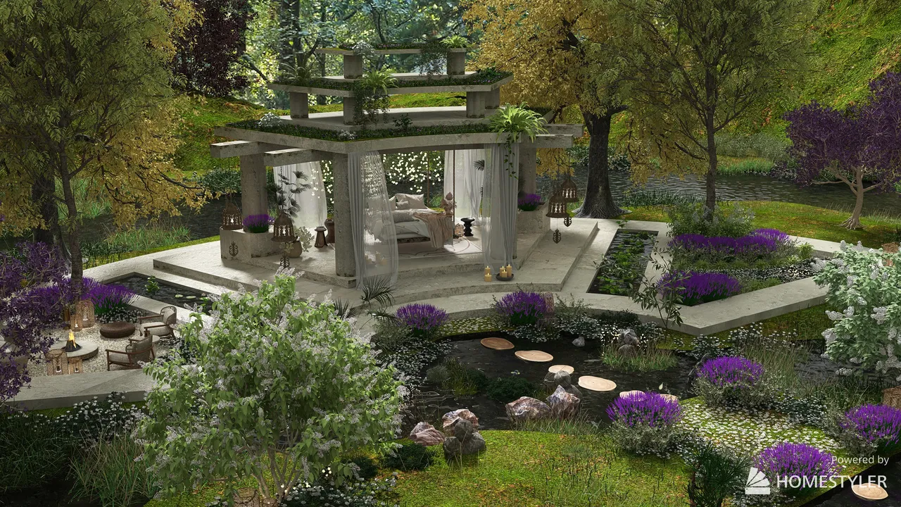 Secluded Springtime Garden 3d design renderings