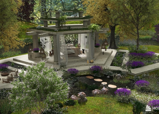 Secluded Springtime Garden Design Rendering