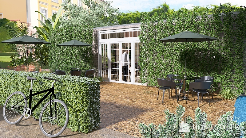 Garden View Cafe 3d design renderings