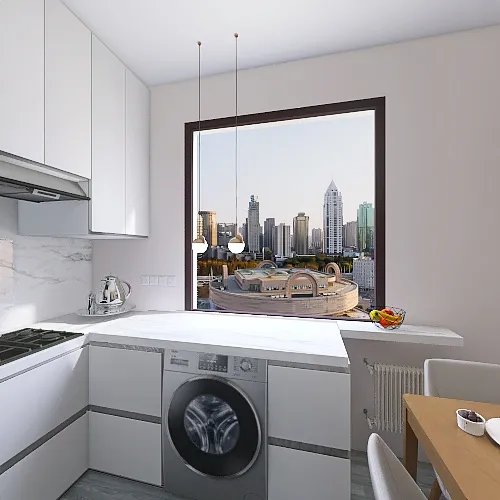 Projekt finalny - inny kolor ściany w kuchni 3d design renderings