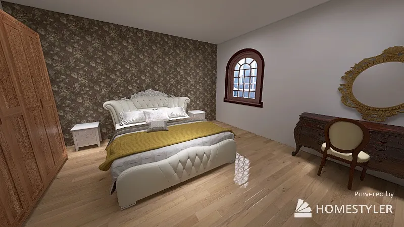 Habitación con pared de estuco 3d design renderings