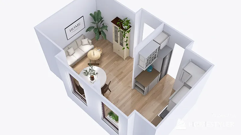 Kuchnia + jadalnie Robotnicza - wersja ze ścianą 3d design renderings