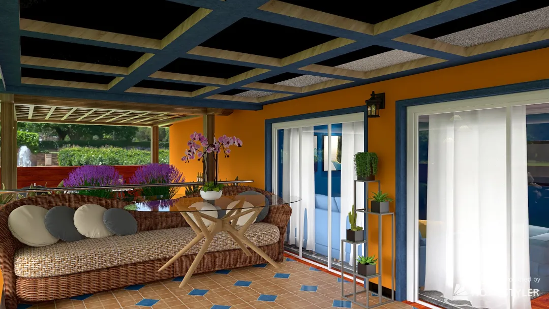blue&orange walls 3d design renderings