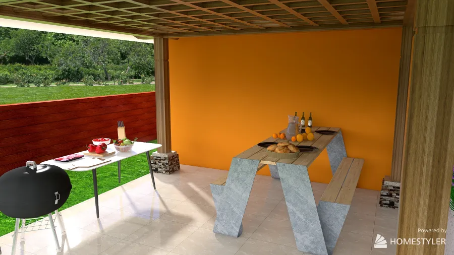 blue&orange walls 3d design renderings