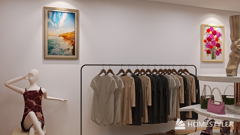 Simple Clothing Store 3d design renderings