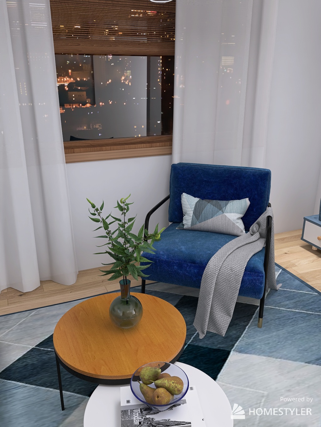 Nautical Modern Living Room 3d design renderings