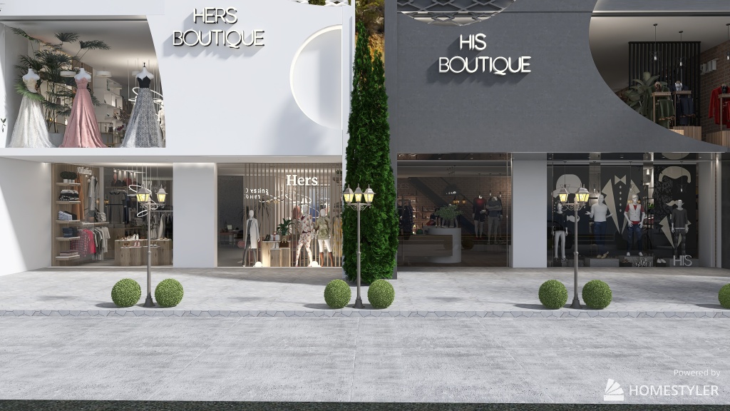His and Hers Boutique's 3d design renderings