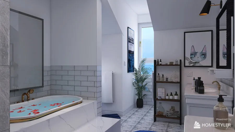 bathroom of farmhouse 3d design renderings