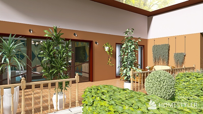Family house with many plants 3d design renderings