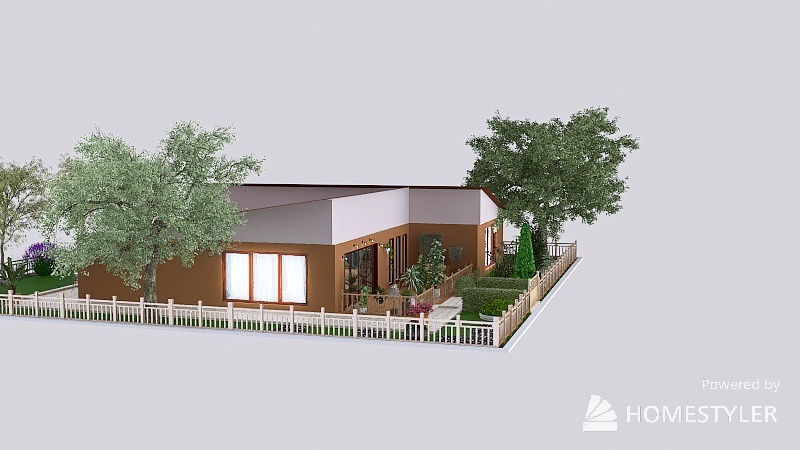 Family house with many plants 3d design picture 1004.02
