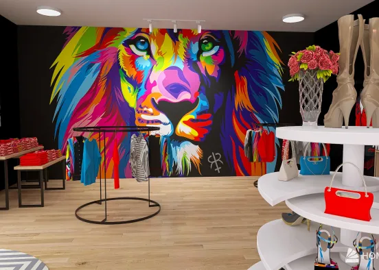 Bright and funky clothing shop Design Rendering