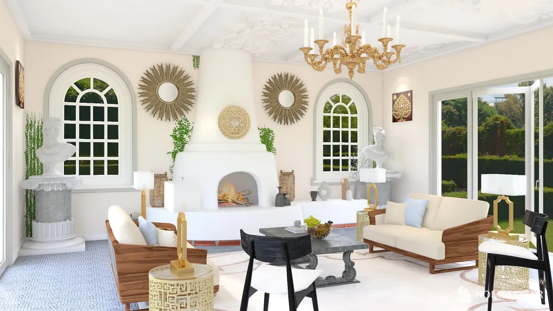Greek Inspired Living Room 3d design renderings