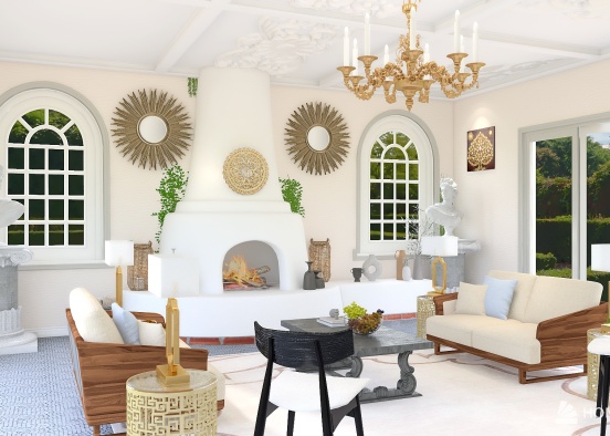 Greek Inspired Living Room Design Rendering