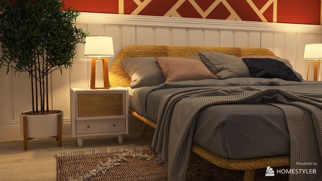 Bohemian Style Bedroom 3d design renderings