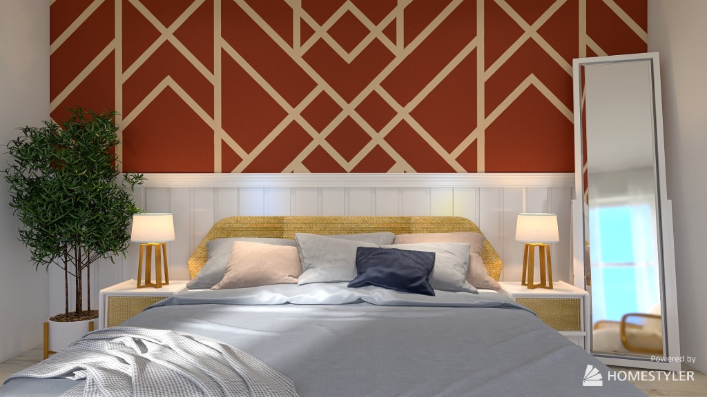 Bohemian Style Bedroom 3d design renderings