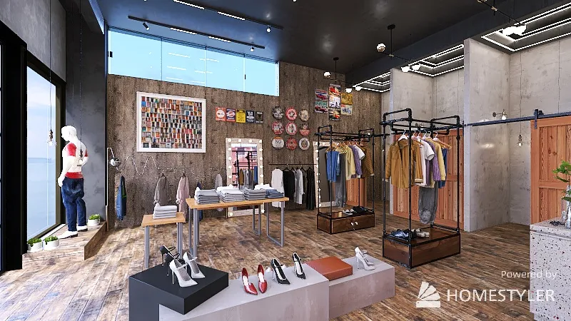 Industrial fashion store 3d design renderings
