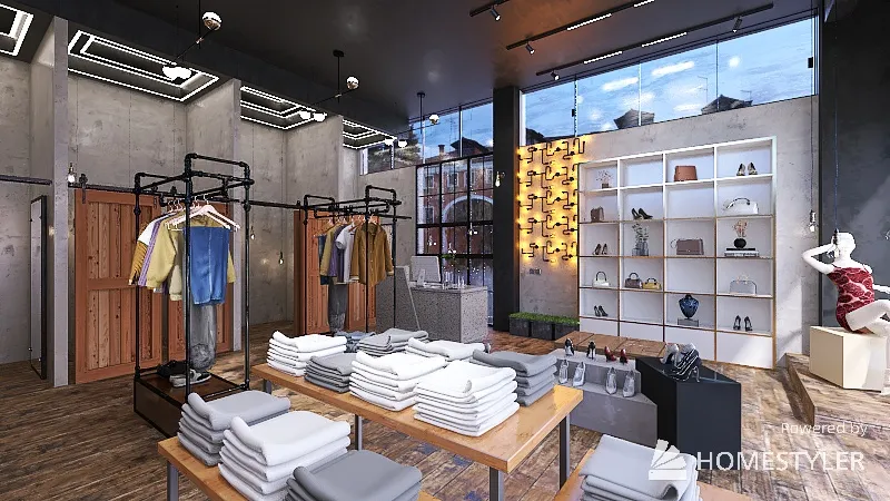Industrial fashion store 3d design renderings