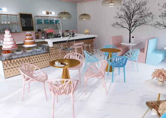 Lovely Cafe '50s Design Rendering