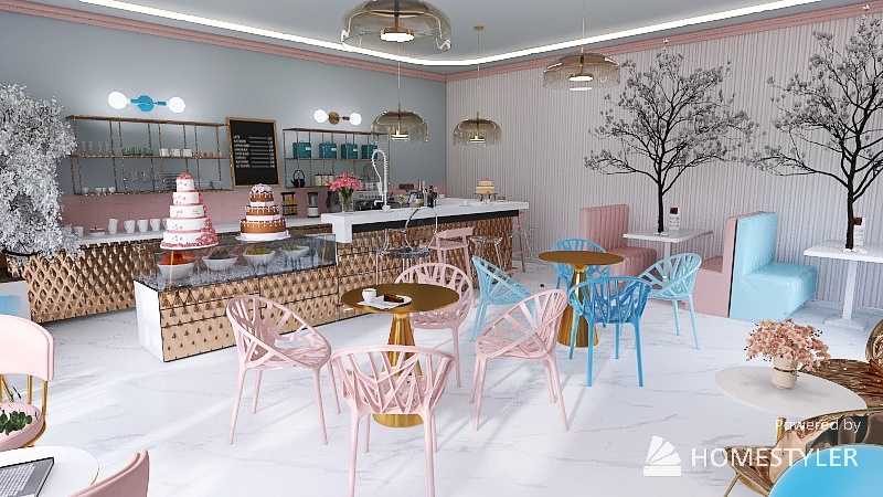 Lovely Cafe '50s 3d design renderings