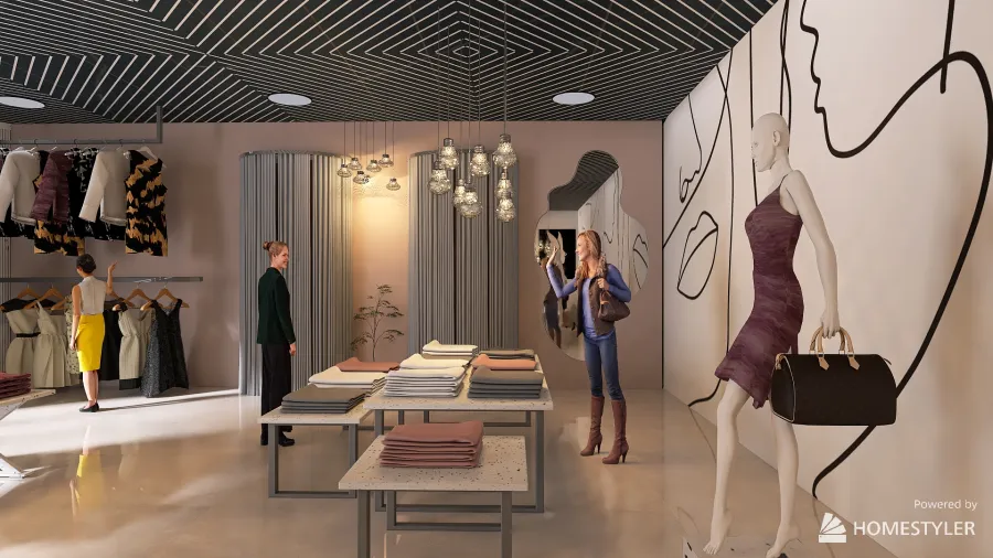 Clothes shop 1 3d design renderings