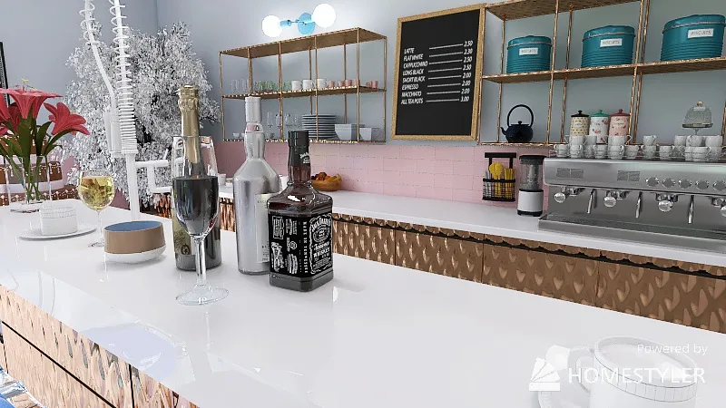 Lovely Cafe '50s 3d design renderings
