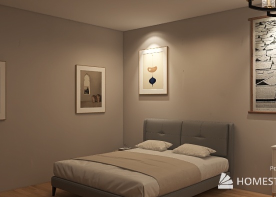 Japandi Style Bedroom Design Rendering