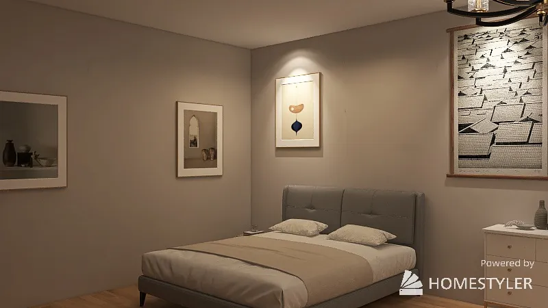 Japandi Style Bedroom 3d design renderings